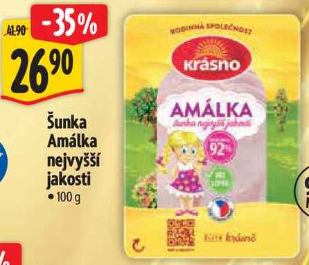 Šunka Amálka nejvyšší jakosti, 100 g