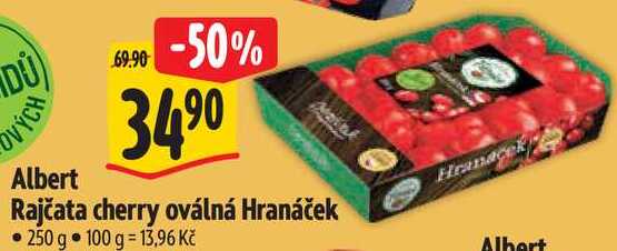 Albert Rajčata cherry oválná Hranáček, 250 g