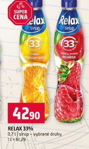 RELAX 33% 0,7l sirup vybrané druhy