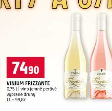 VINIUM FRIZZANTE 0,75l vino jemně perlivé vybrané druhy