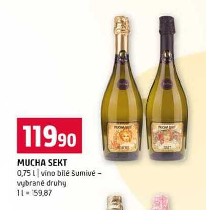 MUCHA SEKT 0,75l vino bilé šumivé vybrané druhy