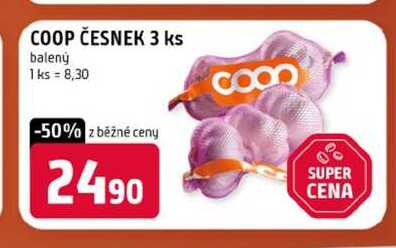 COOP ČESNEK 3 ks balený