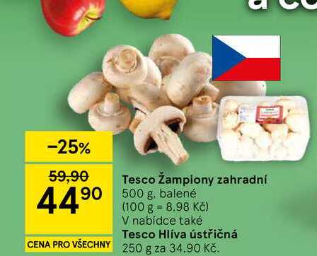 Tesco Žampiony zahradní, 500 g. balené