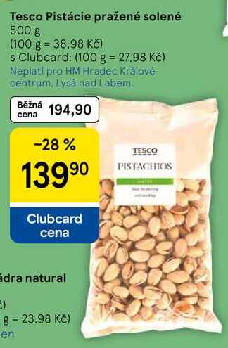 Tesco Pistácie pražené solené, 500 G