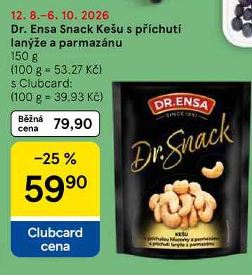Dr. Ensa Snack Kešu s příchutí lanýže a parmazánu, 150 g