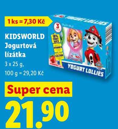 KIDSWORLD Jogurtová lízátka, 3 x 25 g