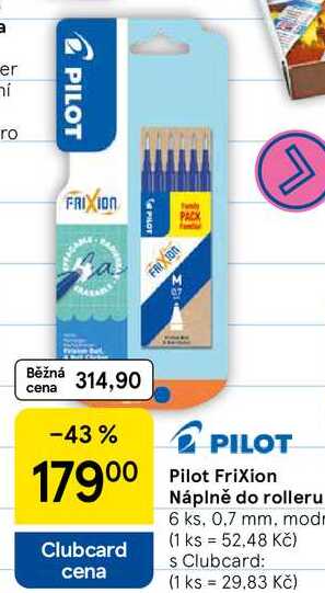 Pilot Frixion Náplně do rolleru, 6 ks, 0.7 mm, modrá