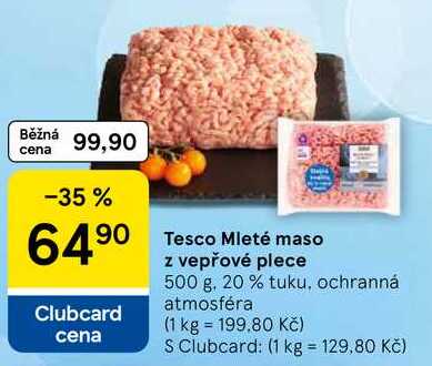 Tesco Mleté maso z vepřové plece, 500 g