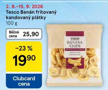 Tesco Banán fritovaný kandovaný plátky, 100 g