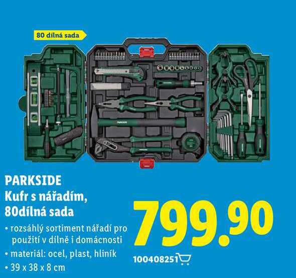 PARKSIDE Kufr s nářadím, 80dílná sada