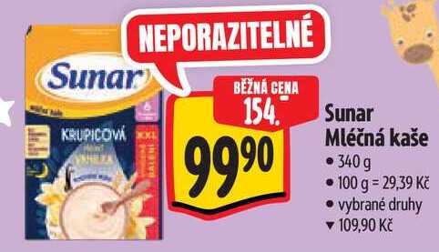 Sunar Mléčná kaše, 340g