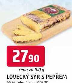 LOVECKÝ SÝR S PEPŘEM 45% tuku 100g