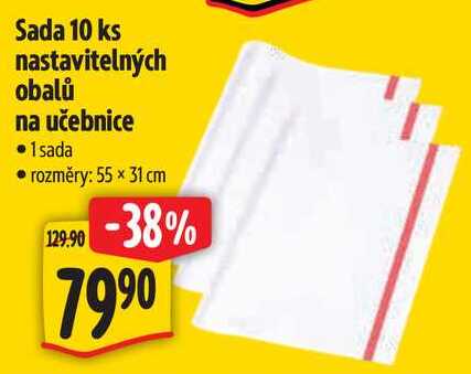 Sada 10 ks nastavitelných obalů na učebnice