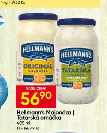 Hellmann's tatarská omáčka, majonéza 405ml, vybrané druhy