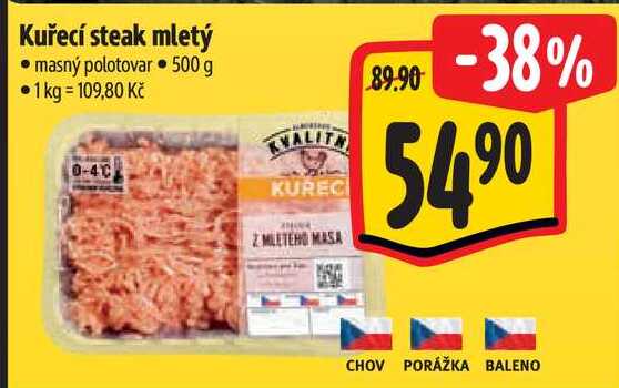Kuřecí steak mletý, 500 g