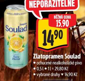 Zlatopramen Soulad ochucené nealkoholické pivo 0,5 l