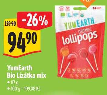 YumEarth Bio Lízátka mix, 87 g