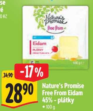 Nature's Promise Free From Eidam 45% - plátky, 100g