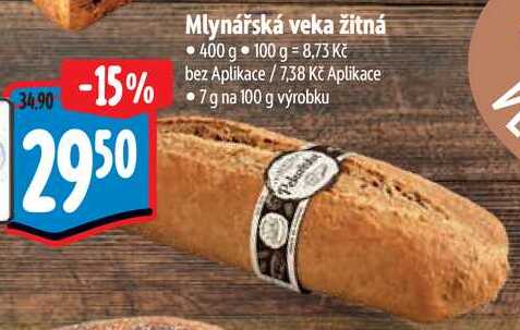 Mlynářská veka žitná, 400 g 