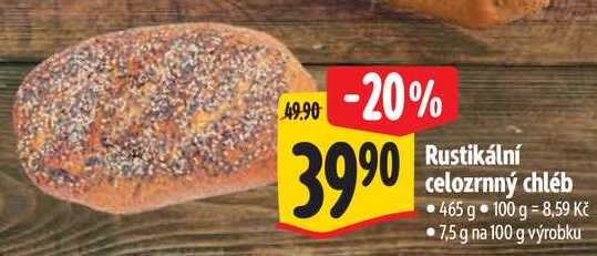 Rustikální celozrnný chléb, 465 g