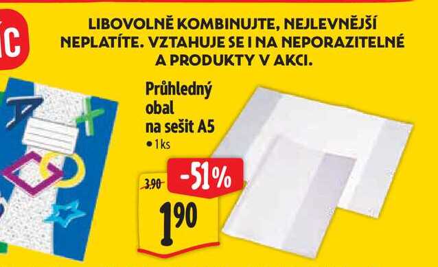 Průhledný obal na sešit A5 1ks
