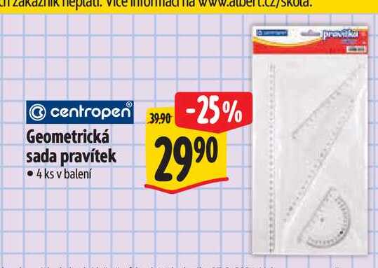 Geometrická sada pravítek 4 ks v balení