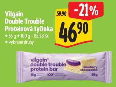 Vilgain Double Trouble Proteinová tyčinka, 55 g