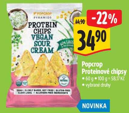 Popcrop Proteinové chipsy, 60 g