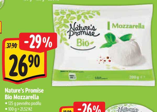 Nature's Promise Bio Mozzarella, 125 g