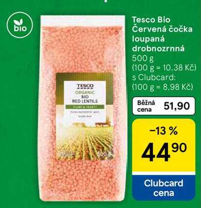 Tesco Bio Červená čočka loupaná drobnozrnná, 500 g 