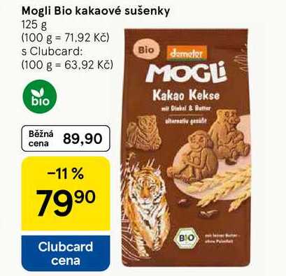 Mogli Bio kakaové sušenky, 125 g