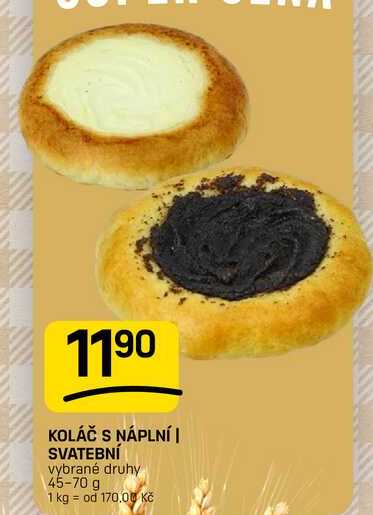 KOLÁČ S NÁPLNÍ | SVATEBNÍ vybrané druhy 45-70 g 