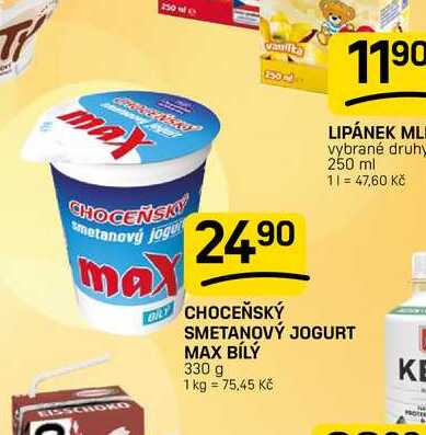 CHOCEŇSKÝ SMETANOVÝ JOGURT MAX BÍLÝ 330 g