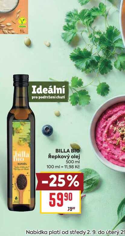 BILLA BIO Řepkový olej 500 ml