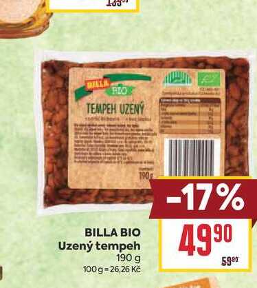 BILLA BIO Uzený tempeh 190 g