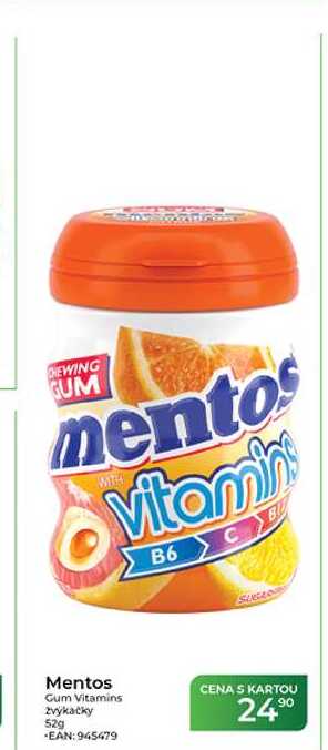 Mentos Gum Vitamins žvýkačky 52g 