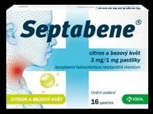 Septabene citron a bezový květ 3 mg/1 mg pastilky
