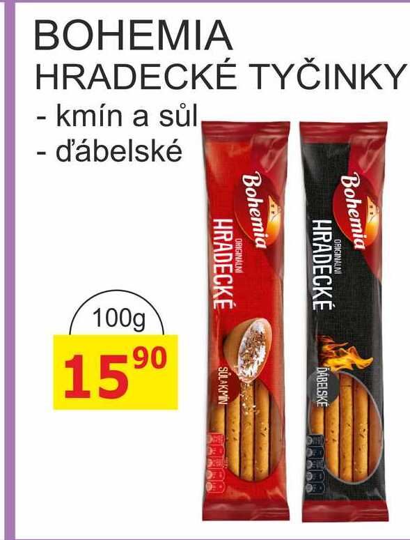 BOHEMIA HRADECKÉ TYČINKY - kmín a sůl 100g