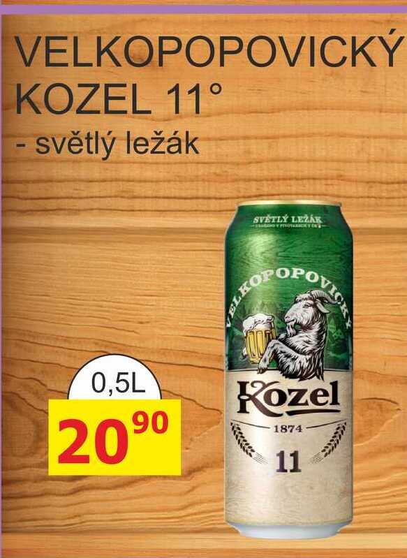 VELKOPOPOVICKÝ KOZEL 11° - světlý ležák 0,5l plech