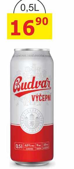 BUDVAR Pivo světlé výčepní 0,5l 0.5l plechovka