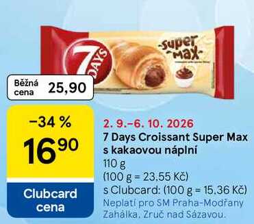 7 Days Croissant Super Max s kakaovou náplní, 110 g