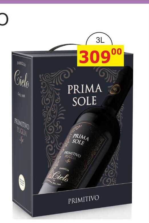 PRIMASOLE PRIMITIVO- ITÁLIE - víno červené - polosuché 3l