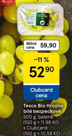 Tesco Bio Hrozno bílé bezpeckové, 500 g, balené