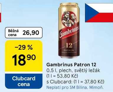 Gambrinus Patron 12, 0.5 l, plech, světlý ležák 