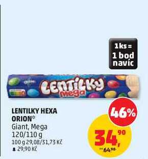 ORION Hexa lentilky, 120/110 g 