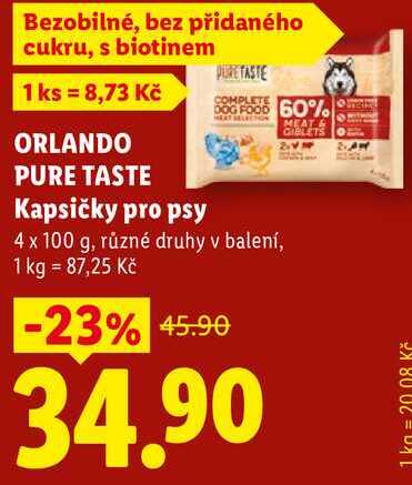ORLANDO PURE TASTE Kapsičky pro psy, 4 x 100 g