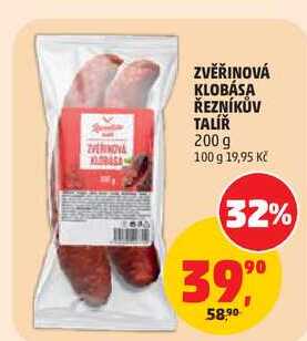 ZVĚŘINOVÁ KLOBÁSA ŘEZNÍKŮV TALÍŘ, 200 g  