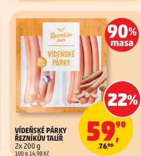 VÍDEŇSKÉ PÁRKY ŘEZNÍKŮV TALÍŘ, 2x 200 g  