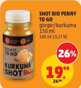 SHOT BIO PENNY TO GO ginger/kurkuma, 150 ml