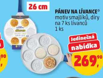 PÁNEV NA LÍVANCE motiv smajlíků, díry na 7 ks lívanců, 1 ks